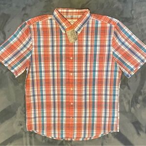 St. John's Bay Red and Blue Casual Button Down Shirt